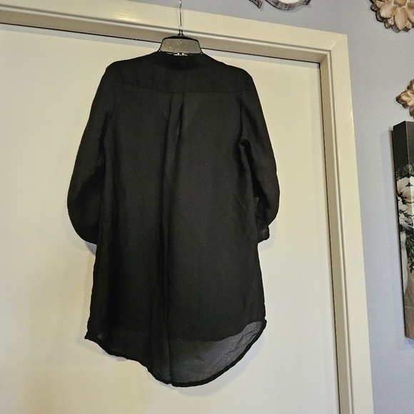 Justify Semi Sheer Black V-neck 100% Polyester Pull Over Blouse Size S - Picture 3 of 6